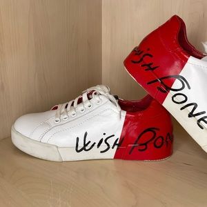 White and red sneakers